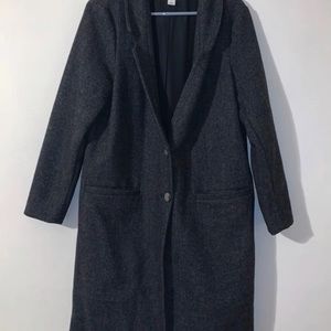 Old Navy Women's Gray Herringbone Tweed Coat